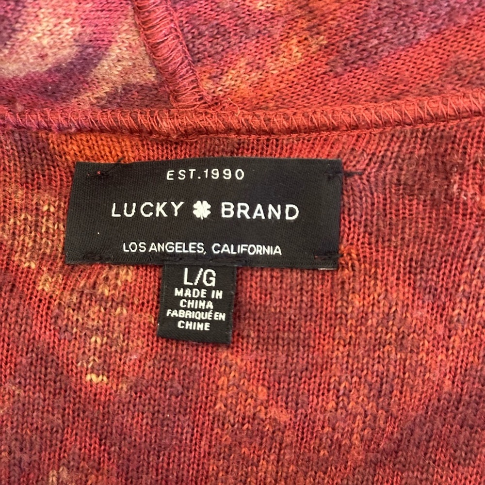 Lucky Brand Southwestern Fringe Cardigan Sweater Boho Western Fall Jacket Large - Picture 3 of 5